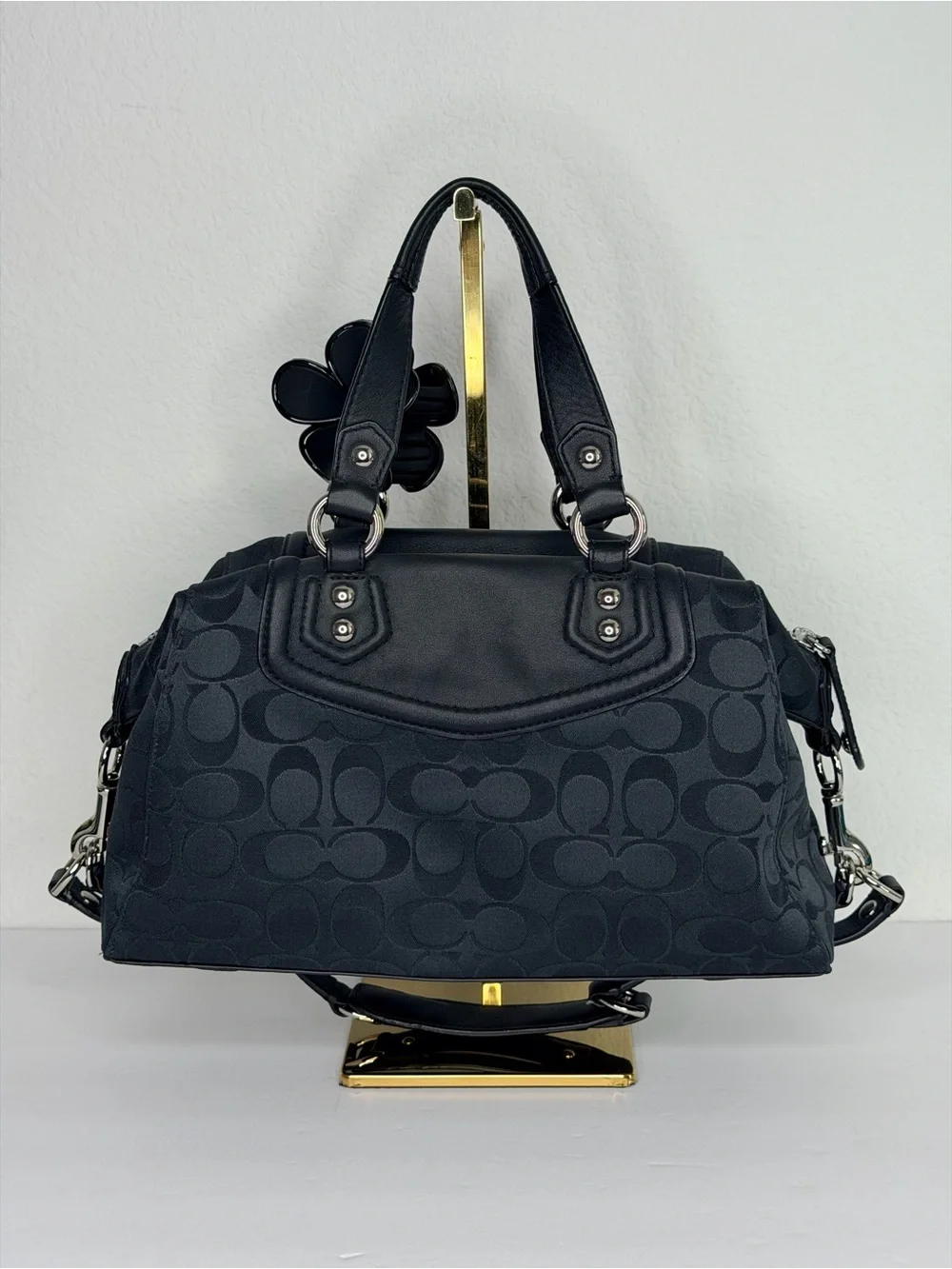 Coach Black Signature Ashley style Sateen Satchel